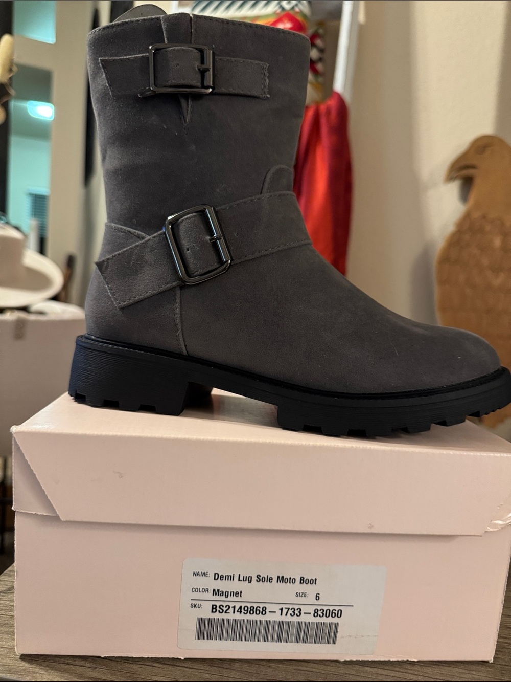 Demi Lug Sole Moto Boot - Magnet Gray